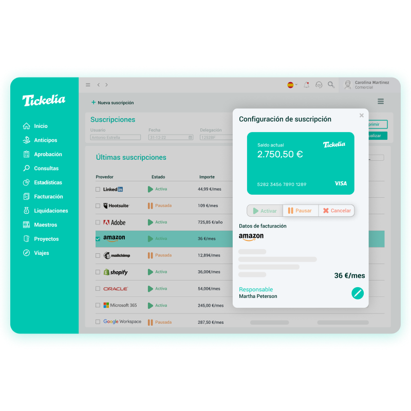 - Purchases and subscriptions Gastos online