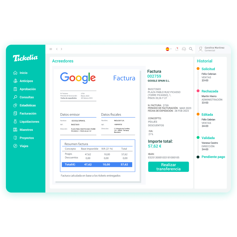 - Purchases and subscriptions Pago acreedores